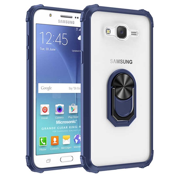 Microsonic Samsung Galaxy J7 Core Kılıf Grande Clear Ring Holder Lacivert 1