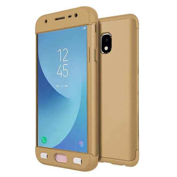 Microsonic Samsung Galaxy J7 Pro Kılıf Double Dip 360 Protective Gold 1