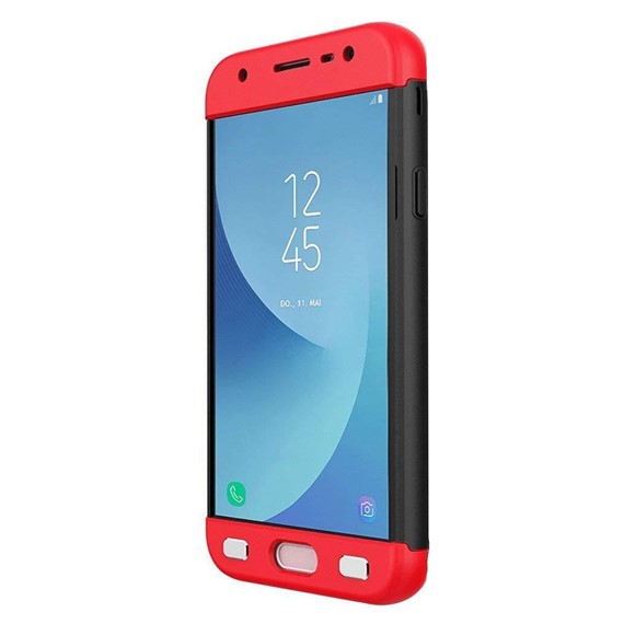 Microsonic Samsung Galaxy J7 Pro Kılıf Double Dip 360 Protective Siyah Kırmızı 2