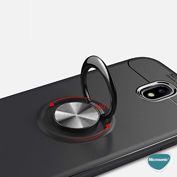 Microsonic Samsung Galaxy J7 Pro Kılıf Kickstand Ring Holder Siyah 3