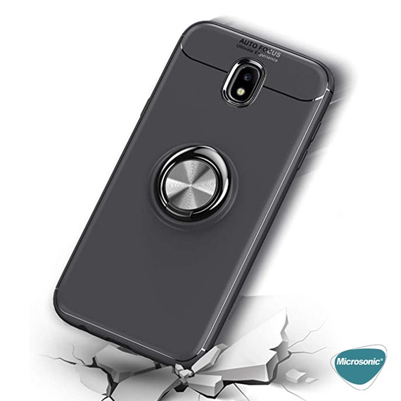 Microsonic Samsung Galaxy J7 Pro Kılıf Kickstand Ring Holder Siyah 4
