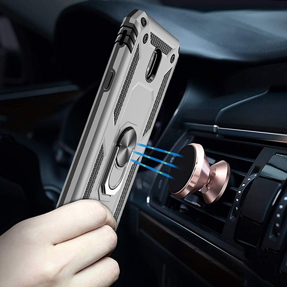 Microsonic Samsung Galaxy J7 Pro Kılıf Military Ring Holder Kırmızı 3