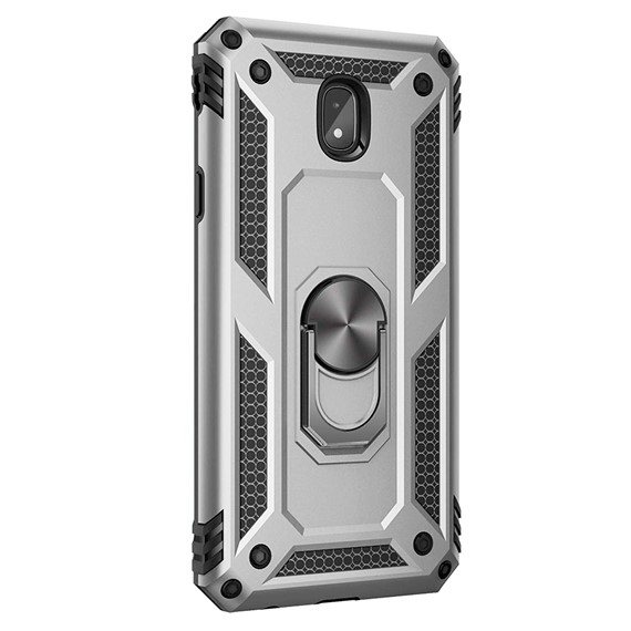 Microsonic Samsung Galaxy J7 Pro Kılıf Military Ring Holder Gümüş 2
