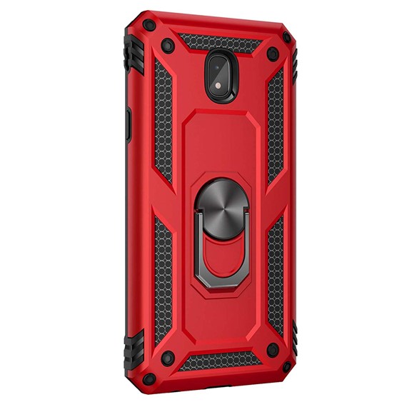 Microsonic Samsung Galaxy J7 Pro Kılıf Military Ring Holder Kırmızı 2