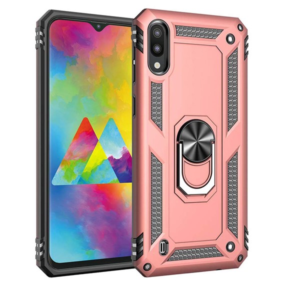 Microsonic Samsung Galaxy M10 Kılıf Military Ring Holder Rose Gold 1