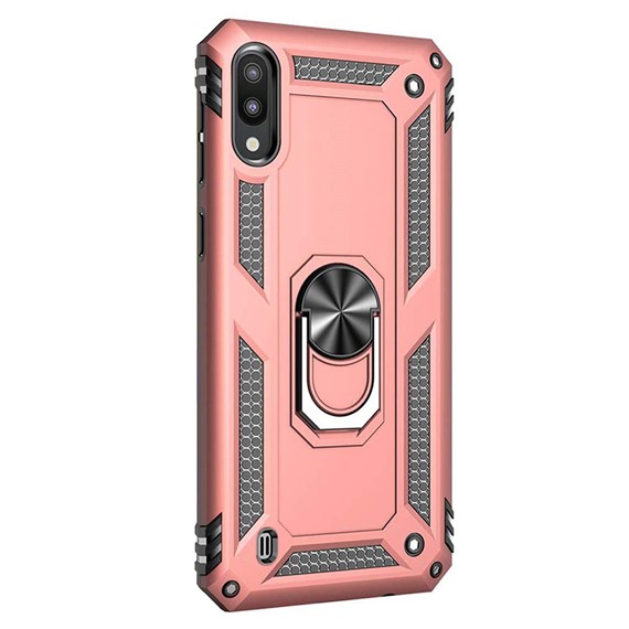 Microsonic Samsung Galaxy M10 Kılıf Military Ring Holder Rose Gold 2