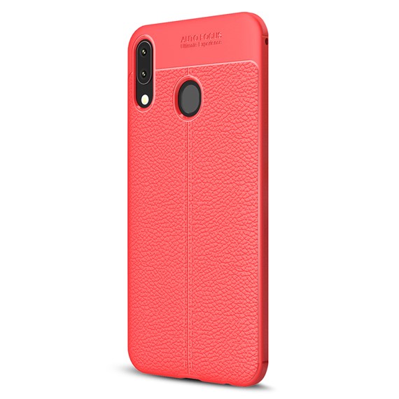 Microsonic Samsung Galaxy M10s Kılıf Deri Dokulu Silikon Kırmızı 2