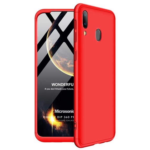 Microsonic Samsung Galaxy M10s Kılıf Double Dip 360 Protective Kırmızı 1