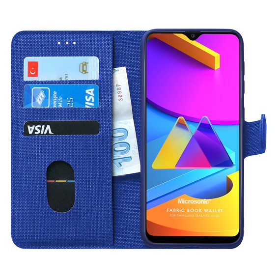 Microsonic Samsung Galaxy M10s Kılıf Fabric Book Wallet Lacivert 1