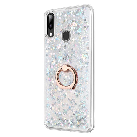 Microsonic Samsung Galaxy M10s Kılıf Glitter Liquid Holder Gümüş 2