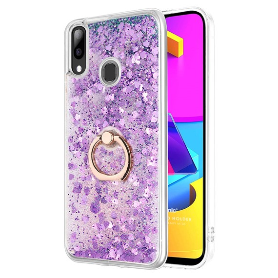 Microsonic Samsung Galaxy M10s Kılıf Glitter Liquid Holder Mor 1