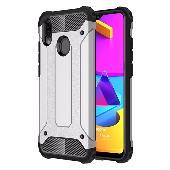 Microsonic Samsung Galaxy M10s Kılıf Rugged Armor Gümüş 1