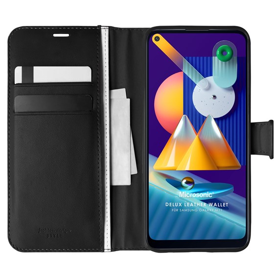 Microsonic Samsung Galaxy M11 Kılıf Delux Leather Wallet Siyah 1