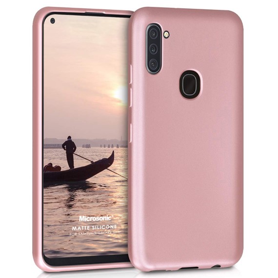 Microsonic Matte Silicone Samsung Galaxy M11 Kılıf Rose Gold 1