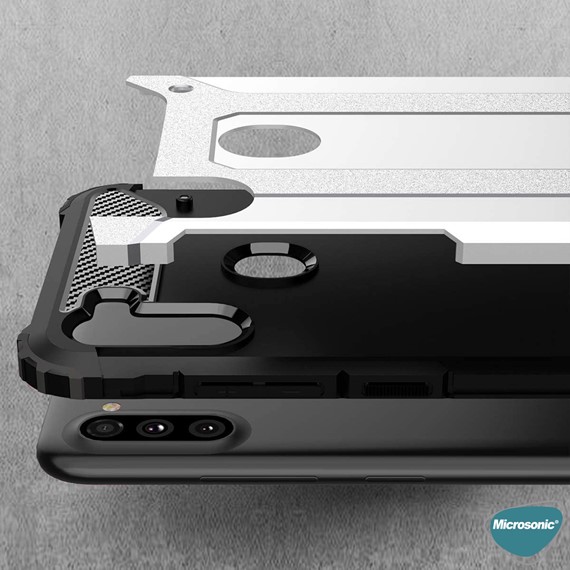 Microsonic Samsung Galaxy M11 Kılıf Rugged Armor Gümüş 4