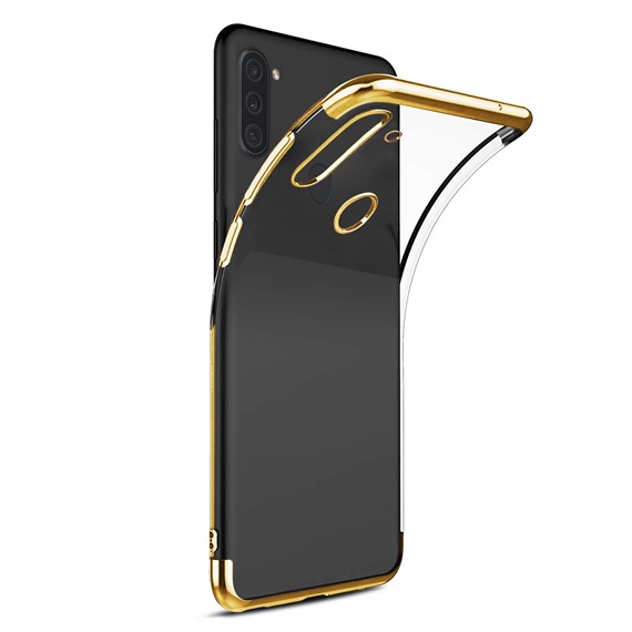 Microsonic Samsung Galaxy M11 Kılıf Skyfall Transparent Clear Gold 2