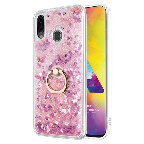 Microsonic Samsung Galaxy M20 Kılıf Glitter Liquid Holder Pembe 1