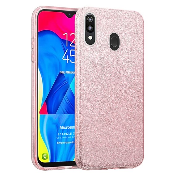 Microsonic Samsung Galaxy M20 Kılıf Sparkle Shiny Rose Gold 1