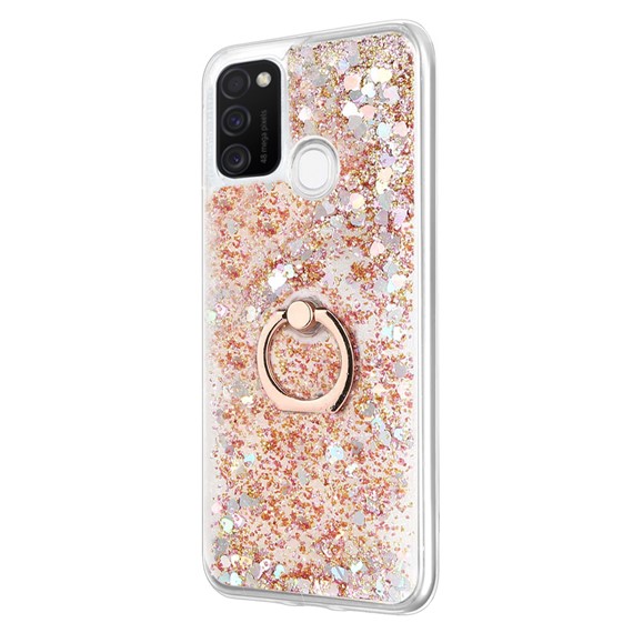 Microsonic Samsung Galaxy M21 Kılıf Glitter Liquid Holder Gold 2