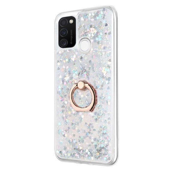 Microsonic Samsung Galaxy M21 Kılıf Glitter Liquid Holder Gümüş 2