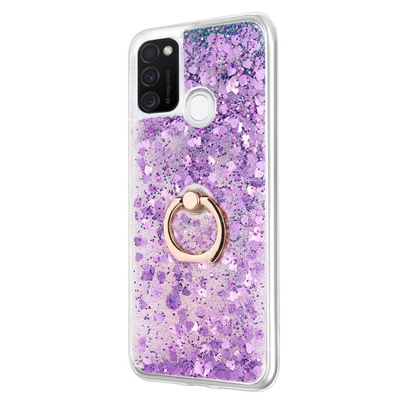 Microsonic Samsung Galaxy M30s Kılıf Glitter Liquid Holder Mor 2