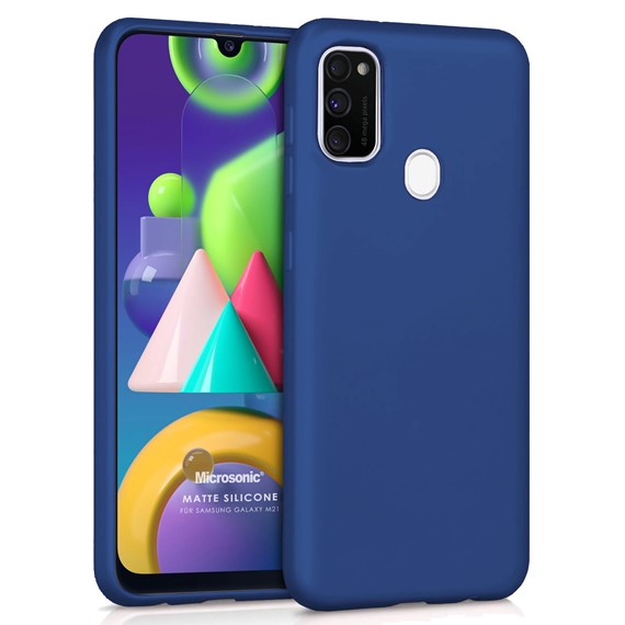 Microsonic Matte Silicone Samsung Galaxy M21 Kılıf Lacivert 1