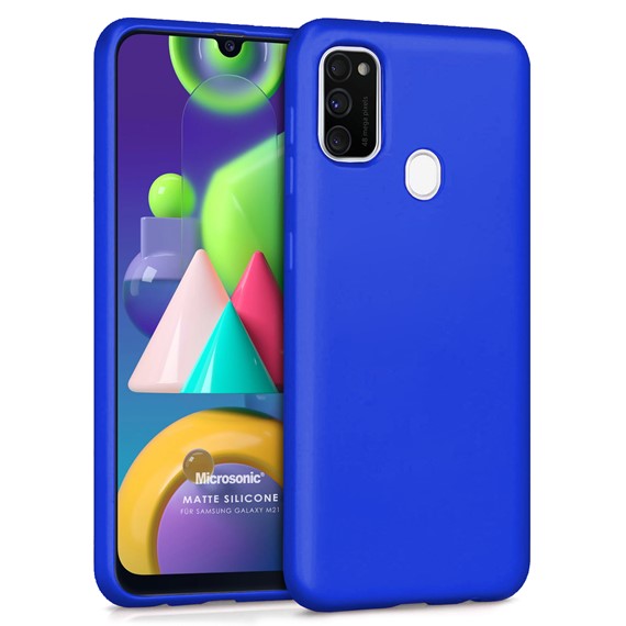 Microsonic Matte Silicone Samsung Galaxy M21 Kılıf Mavi 1