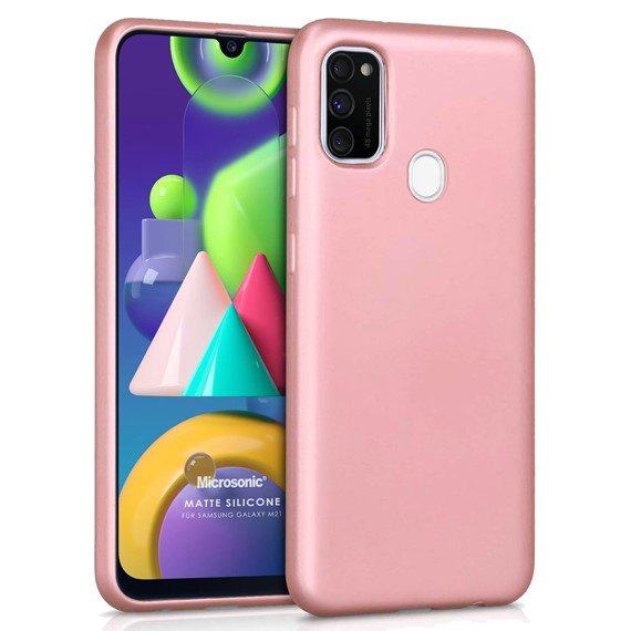 Microsonic Matte Silicone Samsung Galaxy M21 Kılıf Rose Gold 1