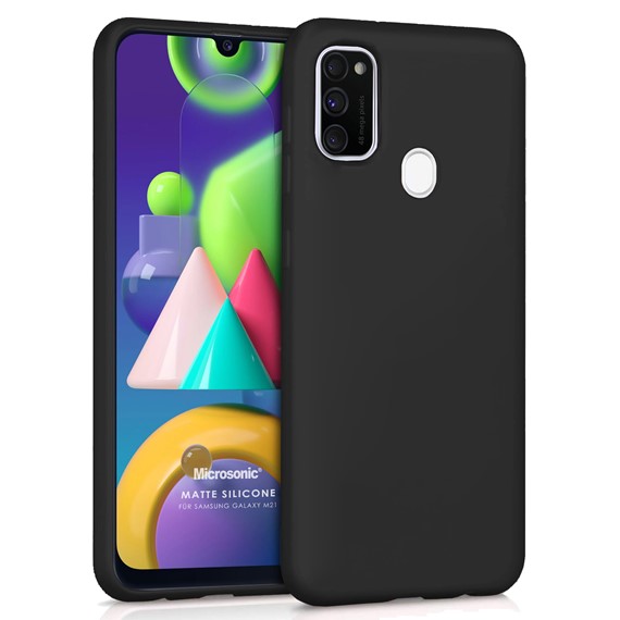 Microsonic Matte Silicone Samsung Galaxy M21 Kılıf Siyah 1