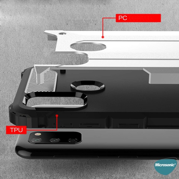 Microsonic Samsung Galaxy M21 Kılıf Rugged Armor Gümüş 3