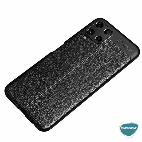 Microsonic Samsung Galaxy M22 Kılıf Deri Dokulu Silikon Lacivert 6