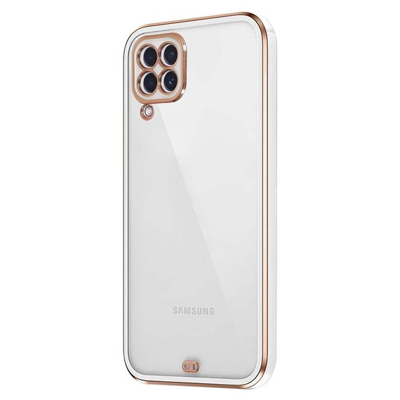 Microsonic Samsung Galaxy M22 Kılıf Laser Plated Soft Beyaz 2