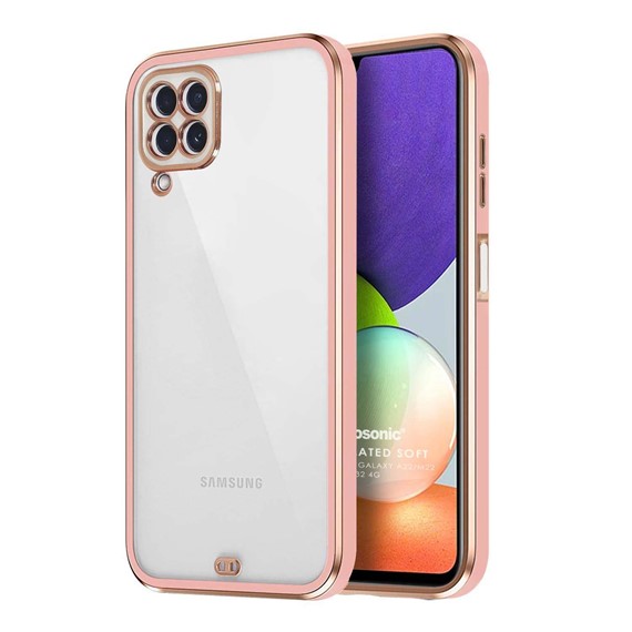 Microsonic Samsung Galaxy M22 Kılıf Laser Plated Soft Pembe 1