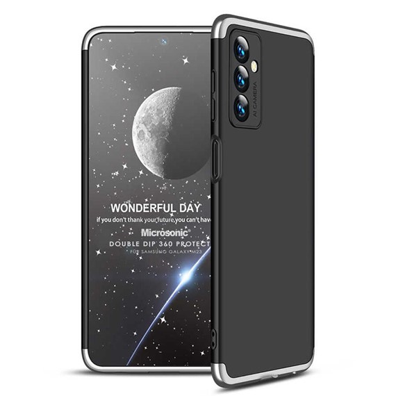 Microsonic Samsung Galaxy M23 Kılıf Double Dip 360 Protective Siyah Gri 1