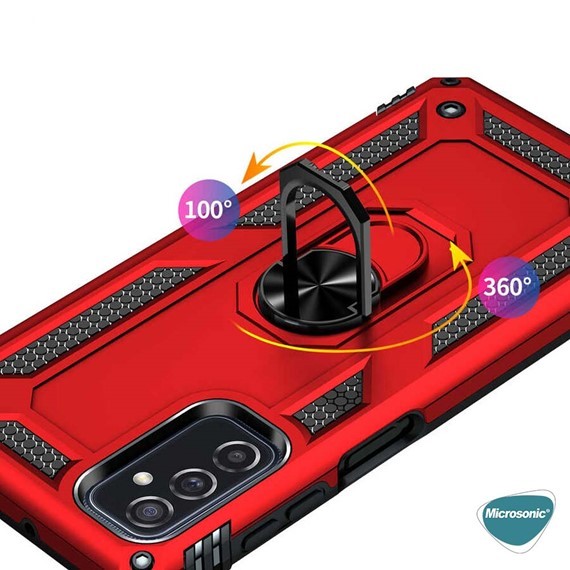 Microsonic Samsung Galaxy M23 Kılıf Military Ring Holder Siyah 4