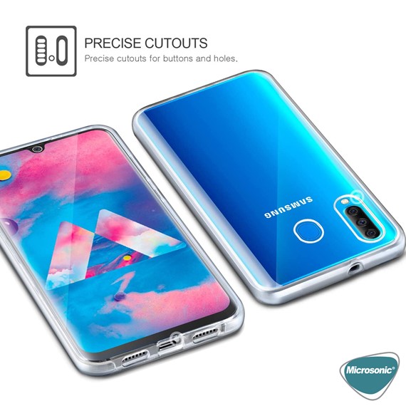 Microsonic Samsung Galaxy M30 Kılıf 6 tarafı tam full koruma 360 Clear Soft Şeffaf 5