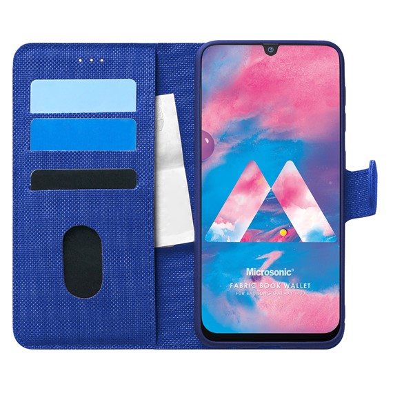 Microsonic Samsung Galaxy M30 Kılıf Fabric Book Wallet Lacivert 1