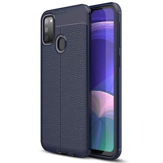 Microsonic Samsung Galaxy M30s Kılıf Deri Dokulu Silikon Lacivert 1