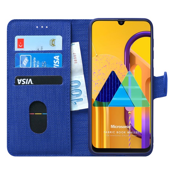 Microsonic Samsung Galaxy M30s Kılıf Fabric Book Wallet Lacivert 1