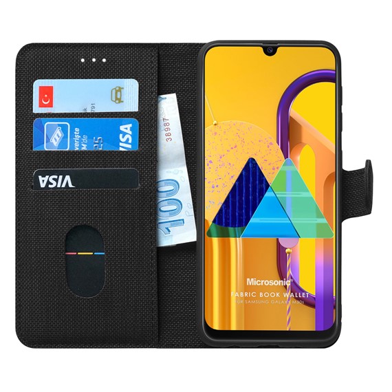 Microsonic Samsung Galaxy M30s Kılıf Fabric Book Wallet Siyah 1