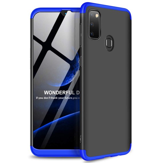 Microsonic Samsung Galaxy M30s Kılıf Double Dip 360 Protective Siyah Mavi 1