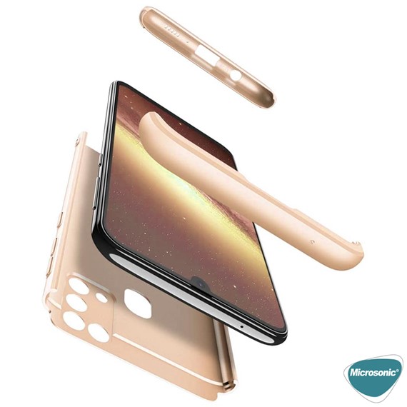 Microsonic Samsung Galaxy M31 Kılıf Double Dip 360 Protective Gold 3