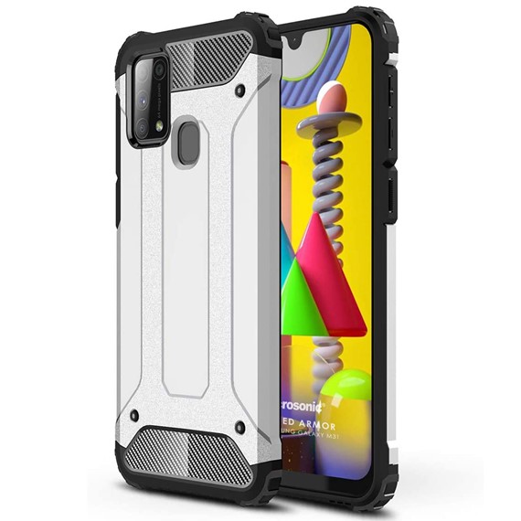 Microsonic Samsung Galaxy M31 Kılıf Rugged Armor Gümüş 1