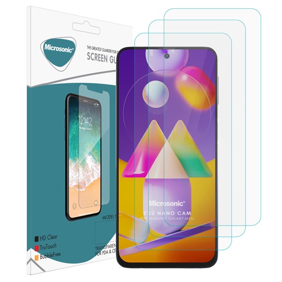 Microsonic Samsung Galaxy M31s Screen Protector Nano Glass 3 Pack 1