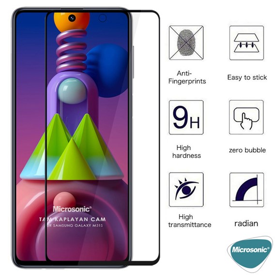 Microsonic Samsung Galaxy M31S Tam Kaplayan Temperli Cam Ekran Koruyucu Siyah 2