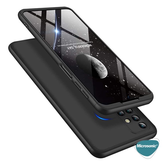 Microsonic Samsung Galaxy M31s Kılıf Double Dip 360 Protective Siyah Gri 3