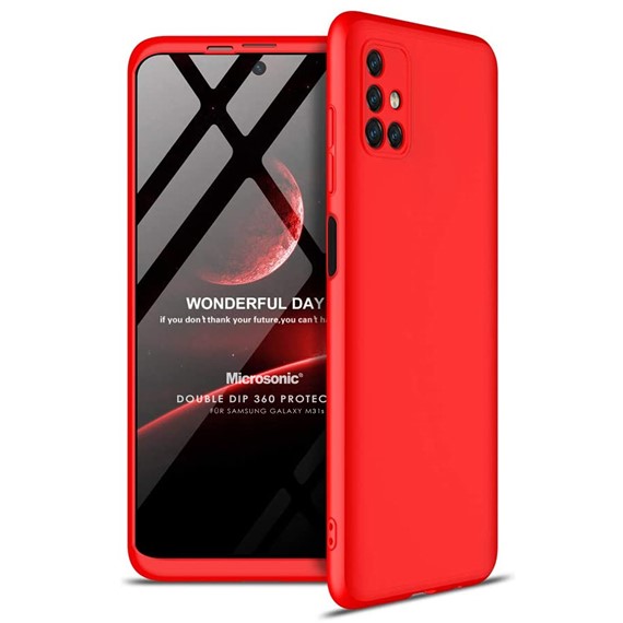 Microsonic Samsung Galaxy M31s Kılıf Double Dip 360 Protective Kırmızı 1