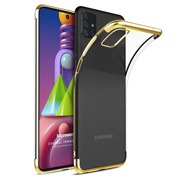 Microsonic Samsung Galaxy M31s Kılıf Skyfall Transparent Clear Gold 1