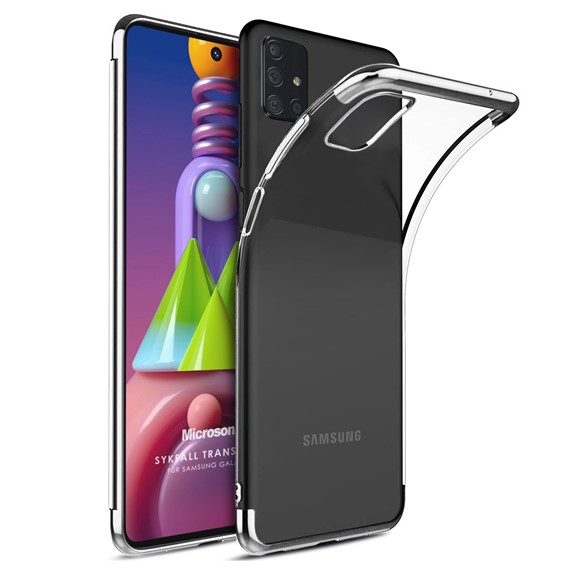 Microsonic Samsung Galaxy M31s Kılıf Skyfall Transparent Clear Gümüş 1