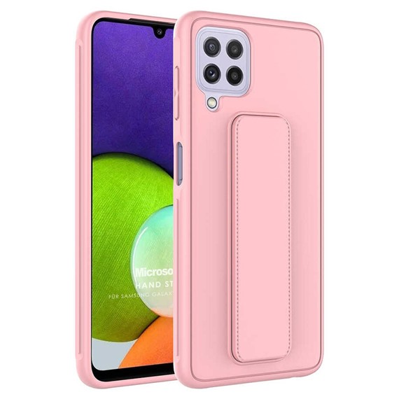 Microsonic Samsung Galaxy A22 4G Kılıf Hand Strap Pembe 1